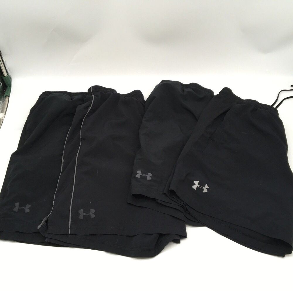 Lot Of 4 Under Armour Shorts Sz Large Built In Brief Drawstring Athletic Workout